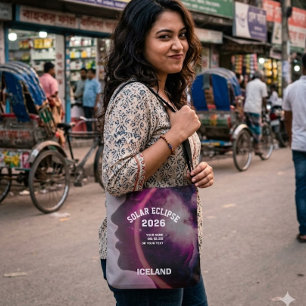 Totale zonsverduistering augustus 2026 tekst geper tote bag