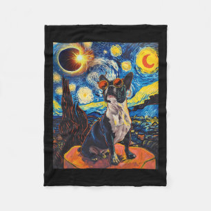 Totale zonsverduistering Boston Terrier Dog Fleece Deken