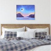 Totale Zonsverduistering Meer Willoughby Vermont C Canvas Afdruk (Insitu (Slaapkamer))
