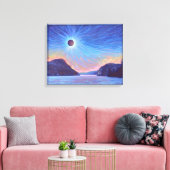 Totale Zonsverduistering Meer Willoughby Vermont C Canvas Afdruk (Insitu (Woonkamer))