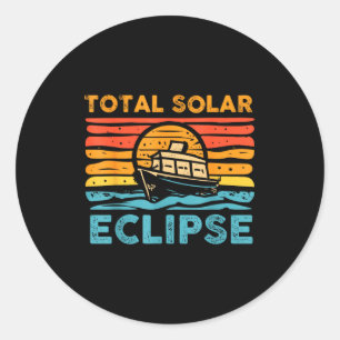 Totale Zonsverduistering Retro Eclips Ronde Sticker