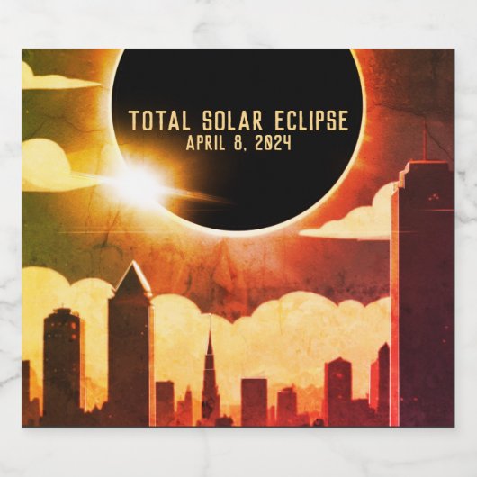 Totale zonsverduistering STAD April 8, 2024 zon ma Bier Etiket (Enkel label)