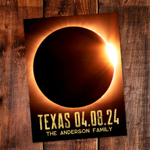 Totale Zonsverduistering Texas 2024 Persoonlijk Briefkaart