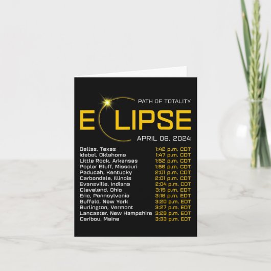 Totalité Chemin 2024 Eclipse Carte Total Eclipse A (Devant)