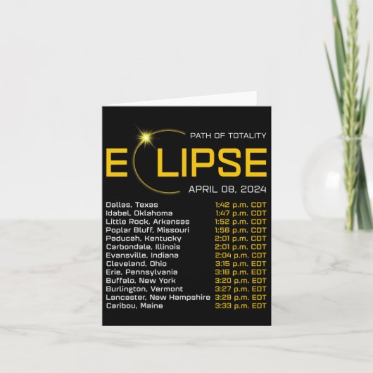 Totalité Chemin 2024 Eclipse Carte Total Eclipse A (Devant)