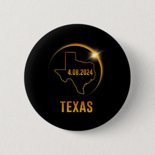 Totaliteit Zonsverduistering April 8 2024 Texas Ronde Button 5,7 Cm