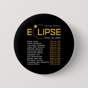 Totality Path 2024 Verduistering Kaart Totale Verd Ronde Button 5,7 Cm