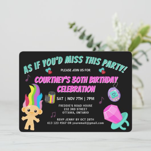 Totally 90s Retro Birthday Party Invitation (Debout devant)