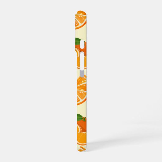 Totally a-pee-ling orange pattern iPhone 16 hoesje (Linkerkant)