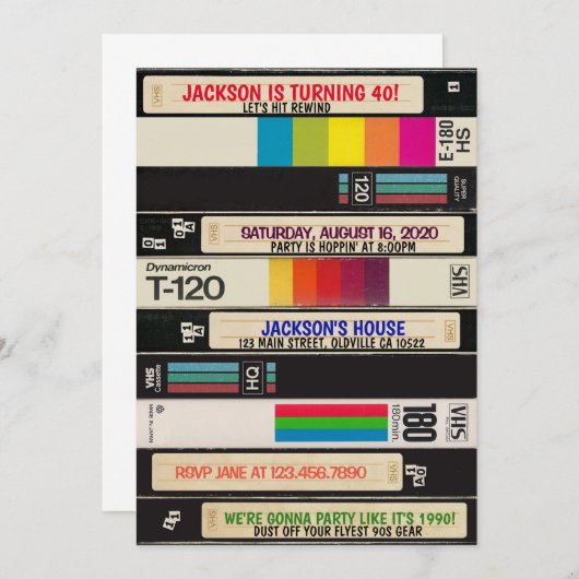 Totally Awesome Back to 90s Birthday Invitation (Devant / Derrière)