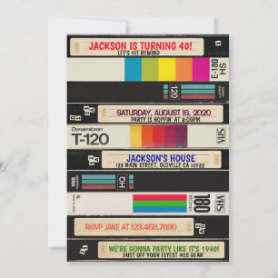 Totally Awesome Back to 90s Birthday Invitation Kaart