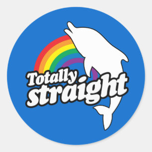 TOTALLY STRAIGHT DOLPHIN - WIT - (2).png Ronde Sticker