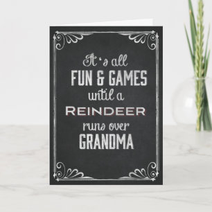 Totdat een rendier over het Grandma Chalkboard loo Feestdagen Kaart