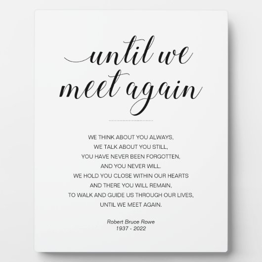 Totdat we elkaar weer ontmoeten, elegant begrafeni fotoplaat (Voorkant)
