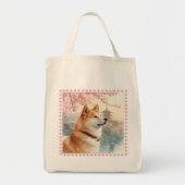 TOTE BAG かわいい柴犬の手書き風イラスト桜♡ (Devant)