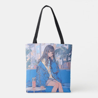 Tote Bag リバーシブル・トートバッグcafe|寿司娘 GenerativeAI