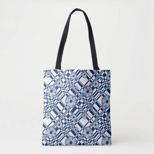 Tote Bag 001 chèque motif de fleurs (Devant)