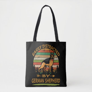 Tote Bag 014 Facilement Distrait Par Le Berger Allemand Vin