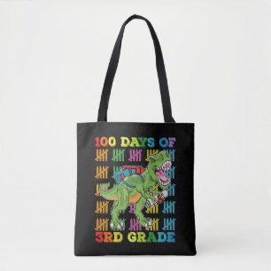 Tote Bag 100 jours d'école en 3e année T-Rex dinosaure
