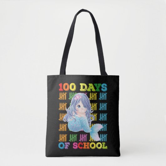 Tote Bag 100 Jours D'école Sirène Enseignant Élève (Devant)
