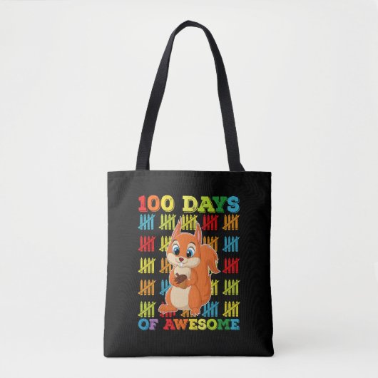 Tote Bag 100 Jours D'Écureuil Étonnant 100E Jour De L'École (Devant)