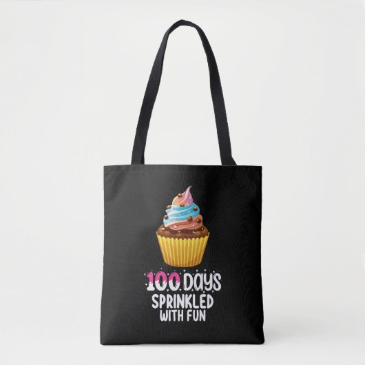 Tote Bag 100 jours parsemés de gâteau cupcake d'école amusa (Devant)