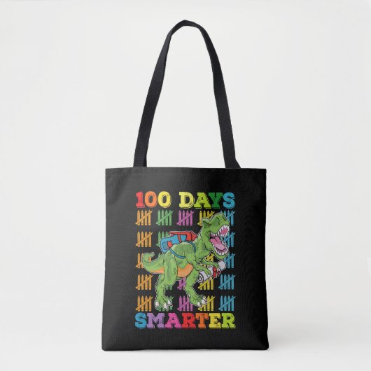 Tote Bag 100 Jours Smarter T Rex Dinosaur 100e Jour École (Devant)
