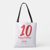 Tote Bag 10e anniversaire ajouter nom date année rouge modè (Dos)