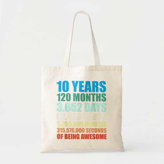 Tote Bag 10e Birthday Venin Boy 10 Years Beg Awesome (Devant)