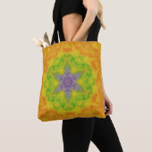 Tote Bag 10Un Unique Orange Jaune Violet Vert Étoile Mandal (De près)