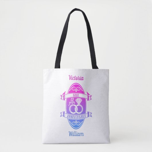 Tote Bag 12 ans traditionnel Silk 12e anniversaire mariage (Devant)
