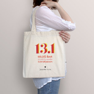 Tote Bag 13.1 Distance de course du demi-marathon Texte rou