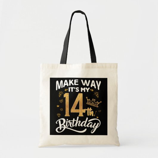 Tote Bag 14ème anniversaire princesse fille Faire place c'e (Devant)