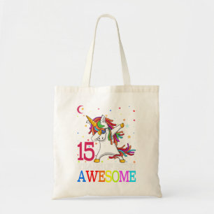 Tote Bag 15e anniversaire Dabbing Unicorn Party cadeau 15 a