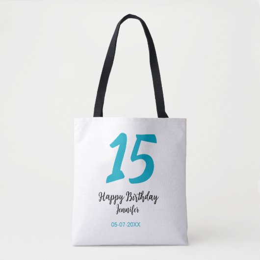 Tote Bag 15e anniversaire quiencenera ajouter date année te (Devant)