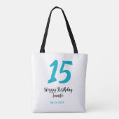 Tote Bag 15e anniversaire quiencenera ajouter date année te (Dos)