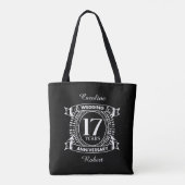 Tote Bag 17ème anniversaire mariage noir et blanc (Dos)