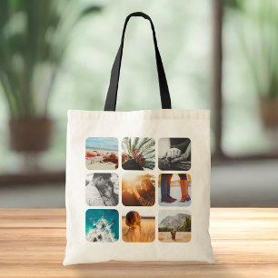 Tote Bag 18 Photo Double face noir Poignée Porte-bagages