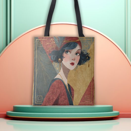 Tote Bag 1920's Art Deco Flapper Girl