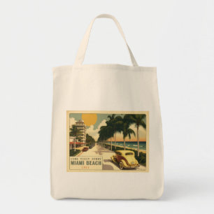 Tote Bag 1920s Retro Miami Beach Ocean Drive Postcard