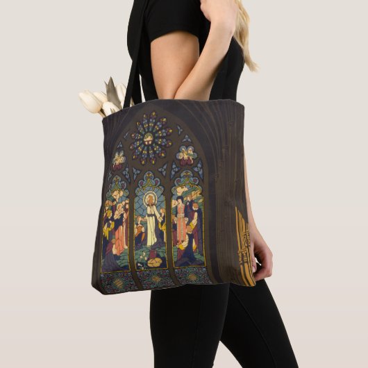 Tote Bag 1923 Affiche D'Une Église Avec Fenêtre En Verre Ti (De près)