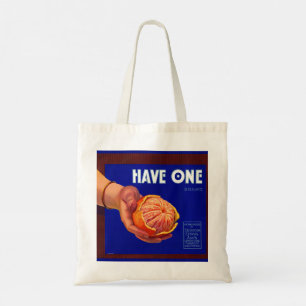 Tote Bag 1940s Have One orange crate label print