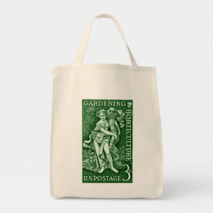Tote Bag 1958 faisant du jardinage + Timbre d'horticulture