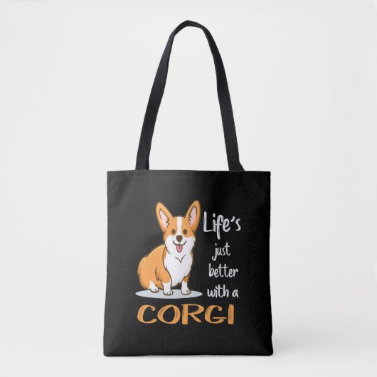 Tote Bag 19 La vie est juste meilleure avec un Corgi (Devant)