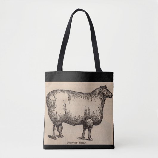 Tote Bag 19e century print cotswold sheep (Devant)