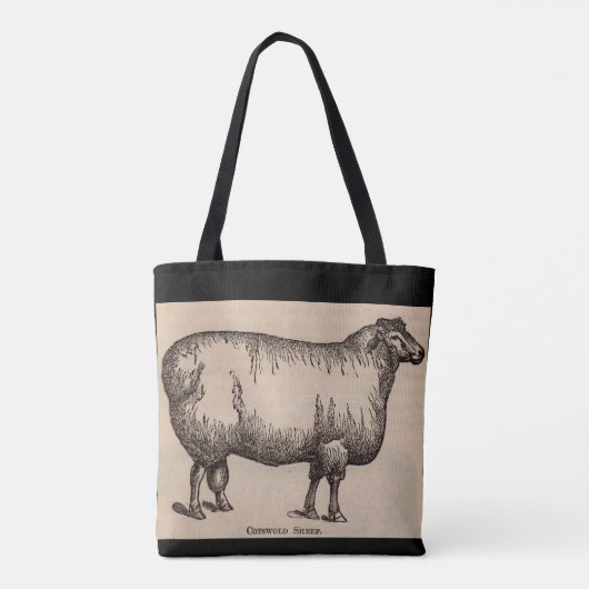 Tote Bag 19e century print cotswold sheep (Dos)