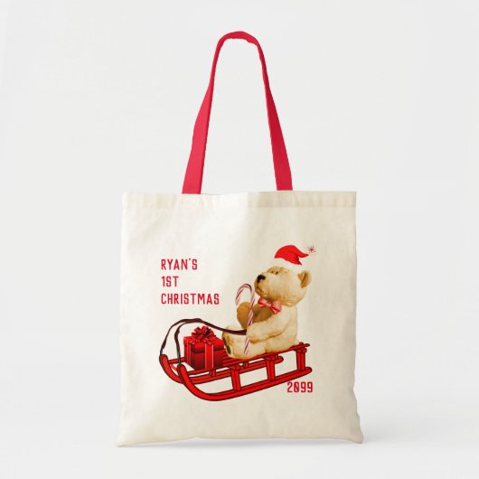 Tote Bag 1st Christmas Sled & Teddy Bear Gift Tote Bags (Devant)