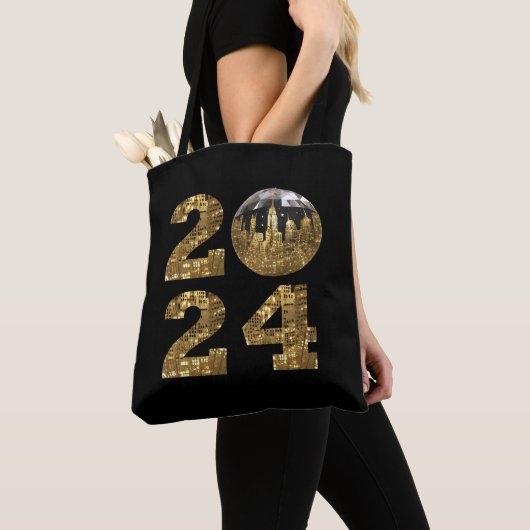 Tote Bag 2024-Nouvel An-Ball-NYC Or- (De près)