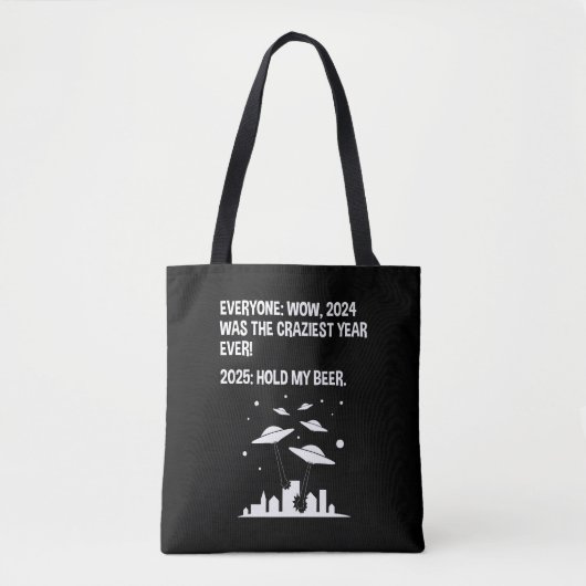 Tote Bag 2025 Tenez ma bière Jour de l'An (Devant)