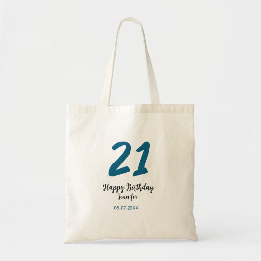 Tote Bag 21 ans audacieux lettre bleue simple minimum (Devant)